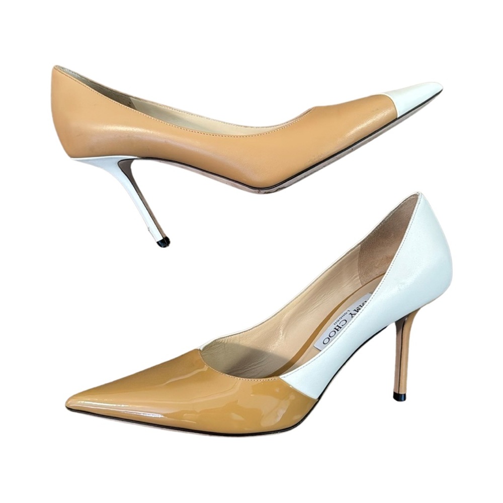 Jimmy Choo Love 100 mm Asymmetrical Butter Rum and Latte Leather Heels Pumps